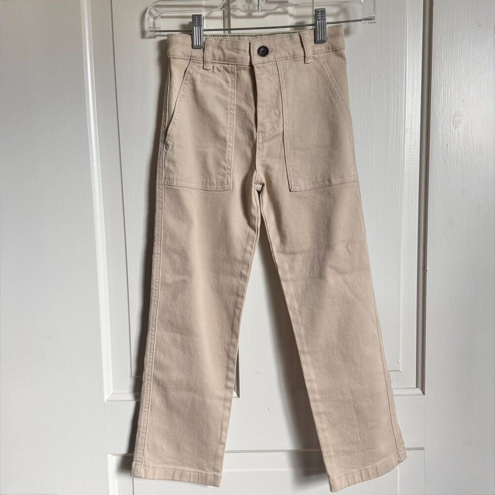 Mini Boden Gardener Pants Kids 7 Tan Straight Leg Cotton School Uniform